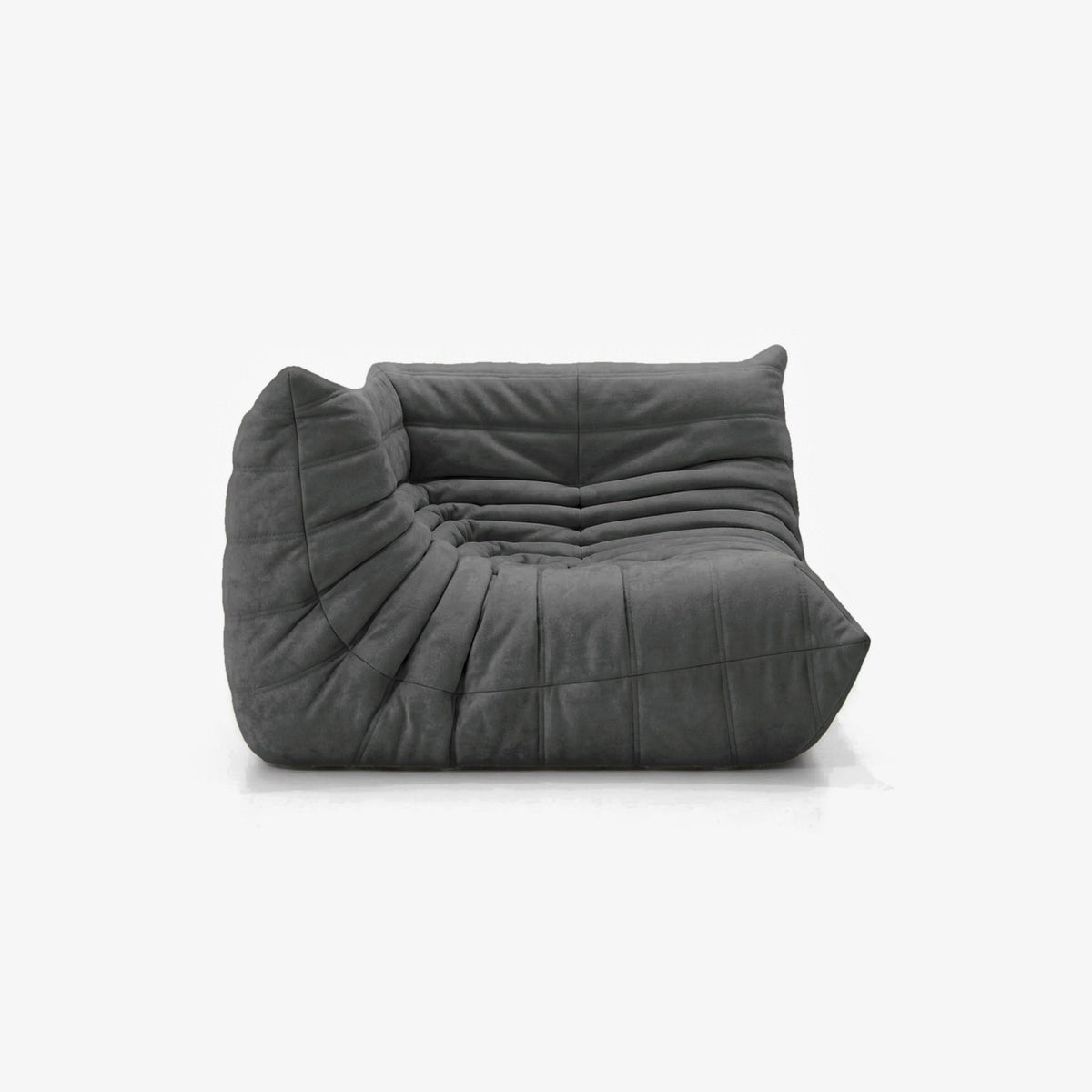 Module d'angle ANGELO effet daim Anthracite, vue de trois-quarts côté assise