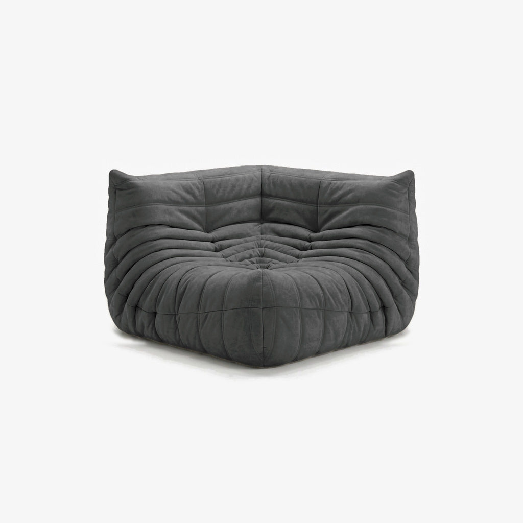 Module d'angle ANGELO effet daim Anthracite, vue de biais, angle de l'assise de face