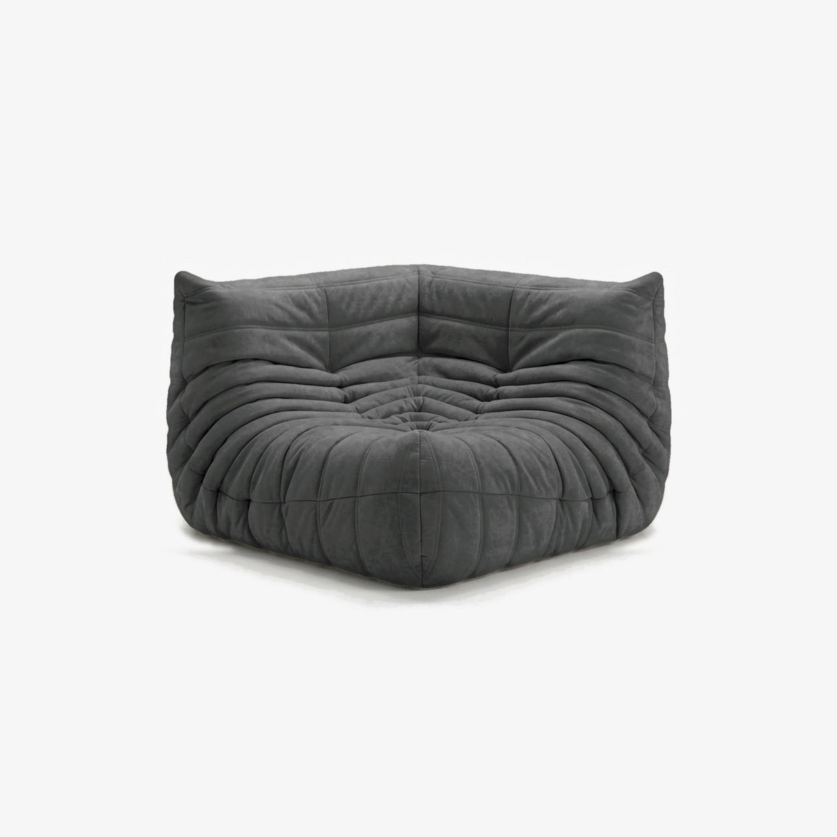 Module d'angle ANGELO effet daim Anthracite, vue de biais, angle de l'assise de face