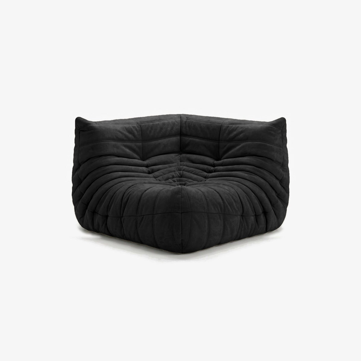 Module d'angle ANGELO effet daim Noir, vue de biais, angle de l'assise de face