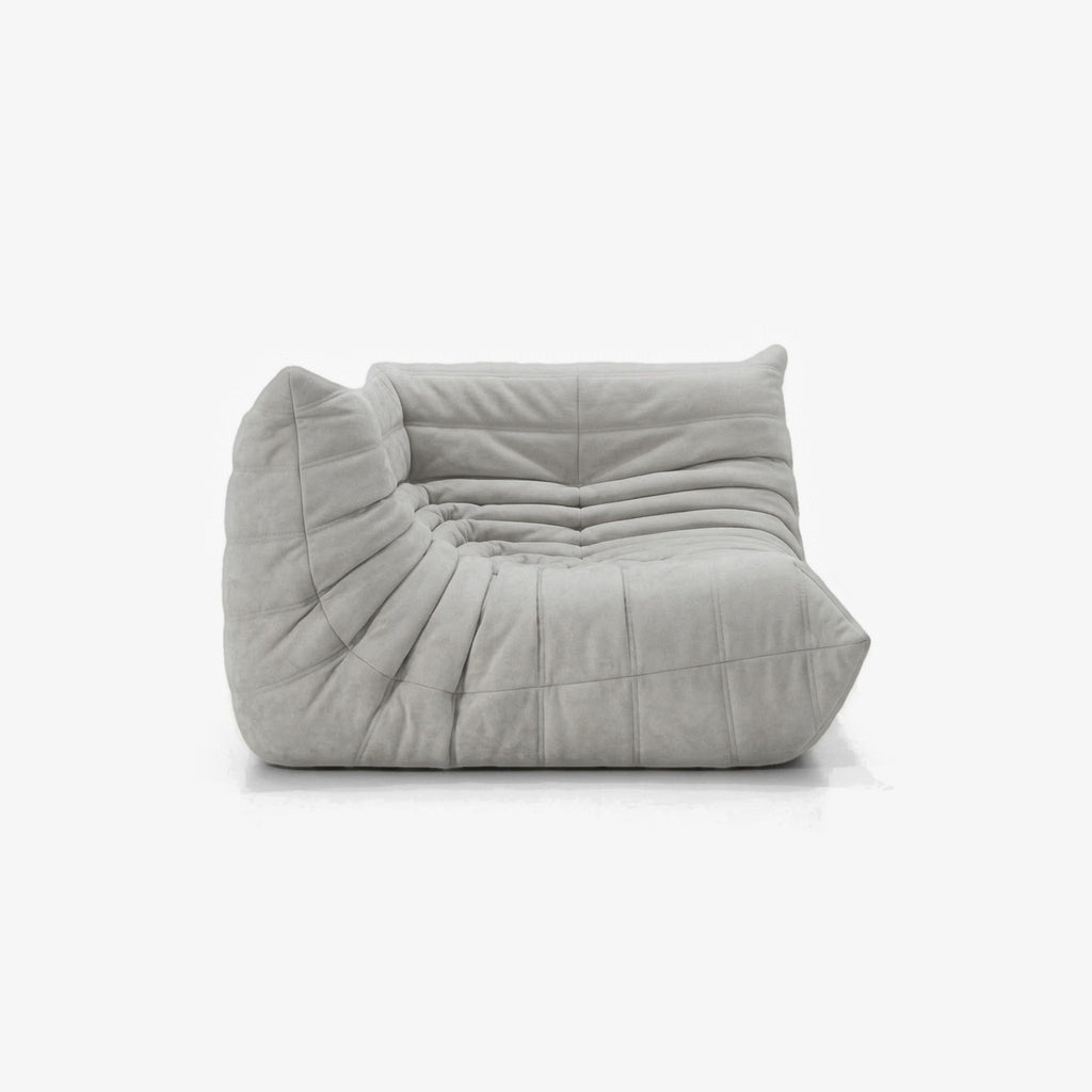 Module d'angle ANGELO effet daim Nuage, vue de trois-quarts côté assise