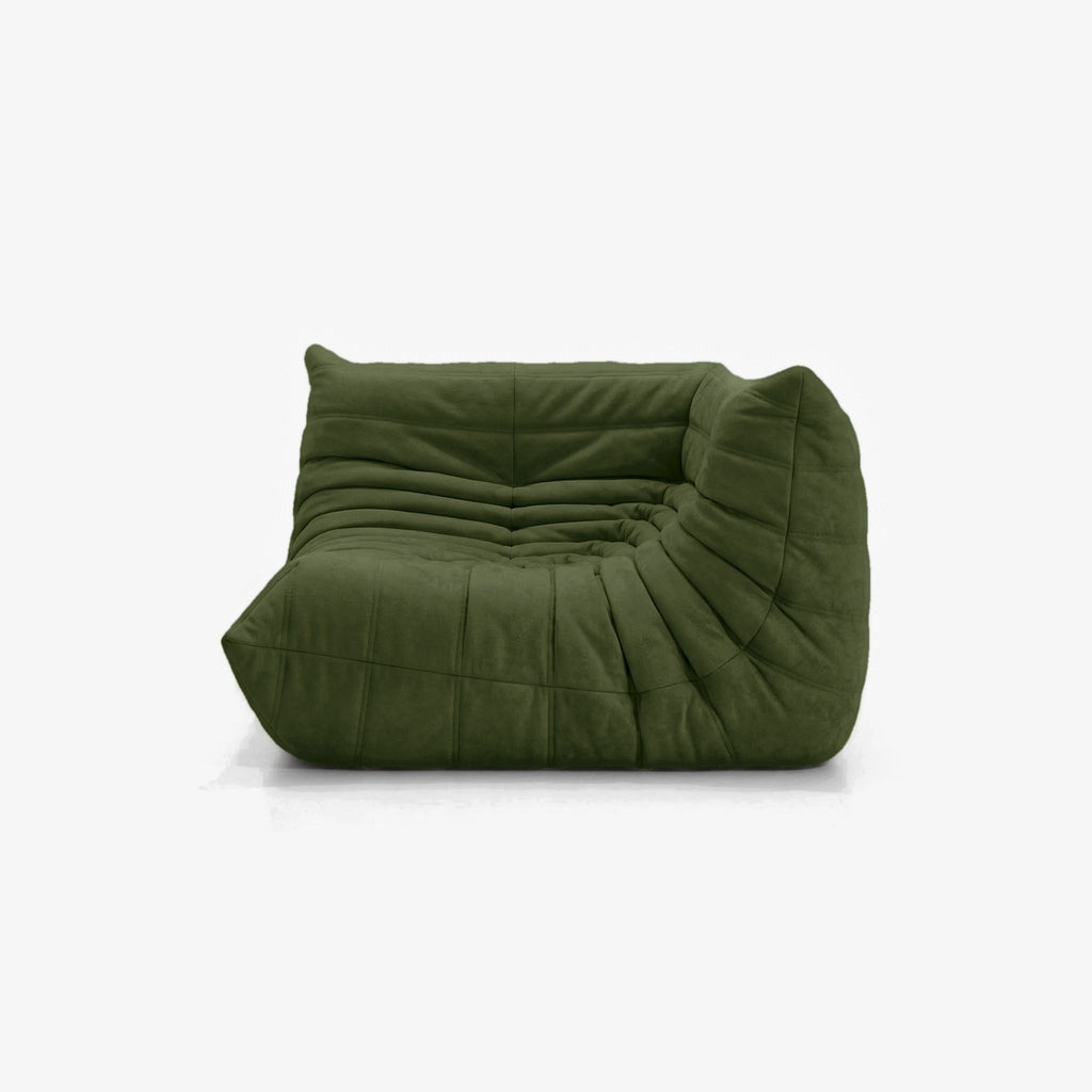 Module d'angle ANGELO effet daim Olive, vue de face