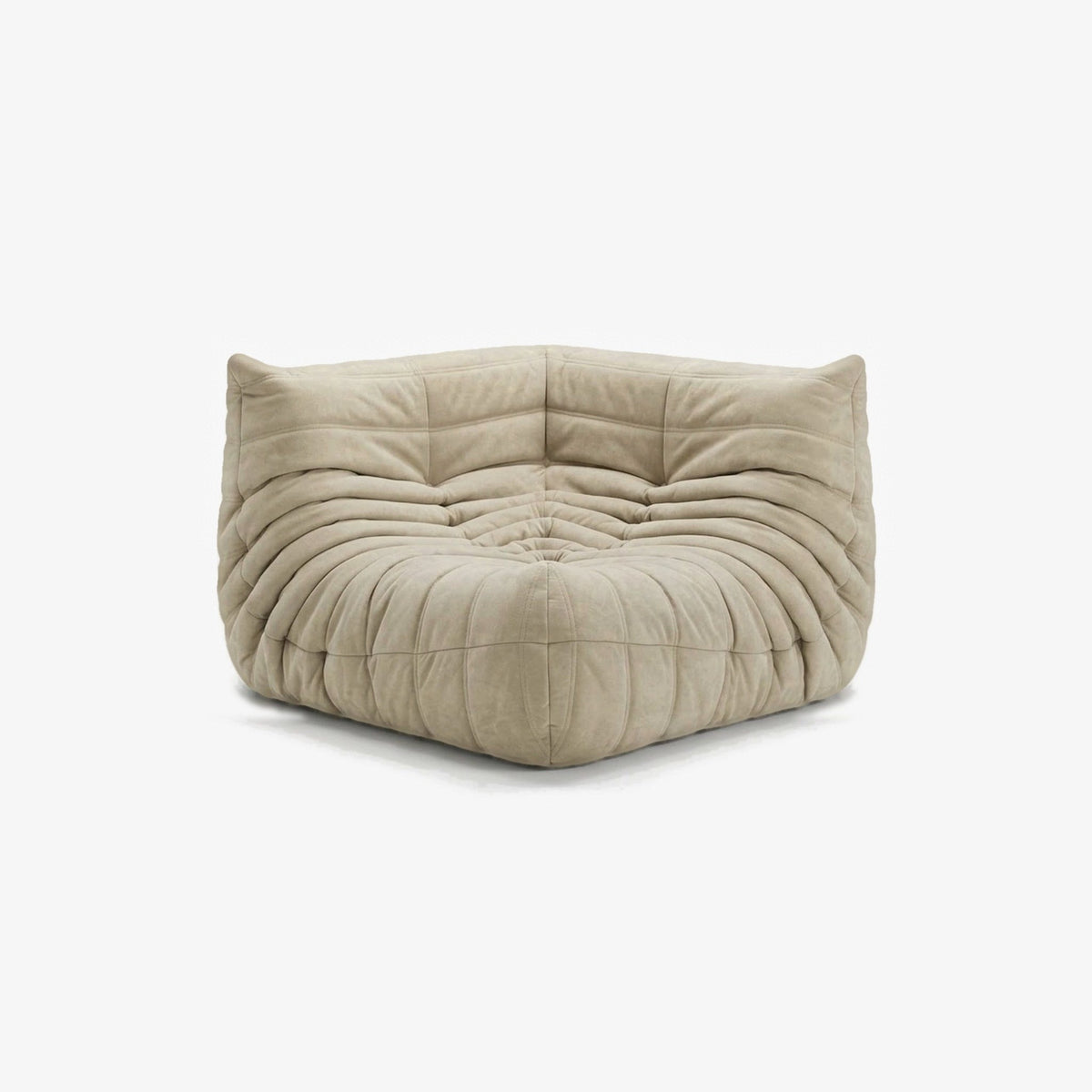 Module d'angle ANGELO effet daim Sable, vue de biais, angle de l'assise de face