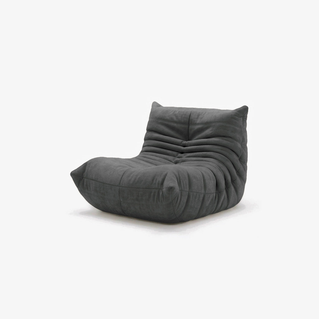 Fauteuil BALTAZAR effet daim Anthracite, vue de trois-quarts avant