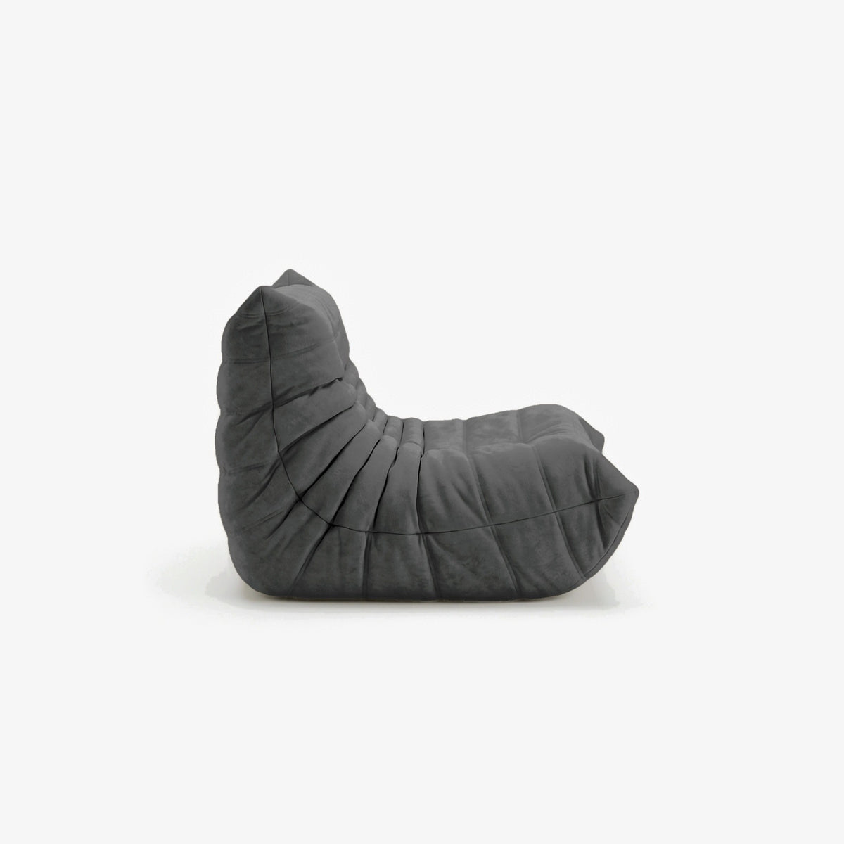 Fauteuil BALTAZAR effet daim Anthracite, vue de profil