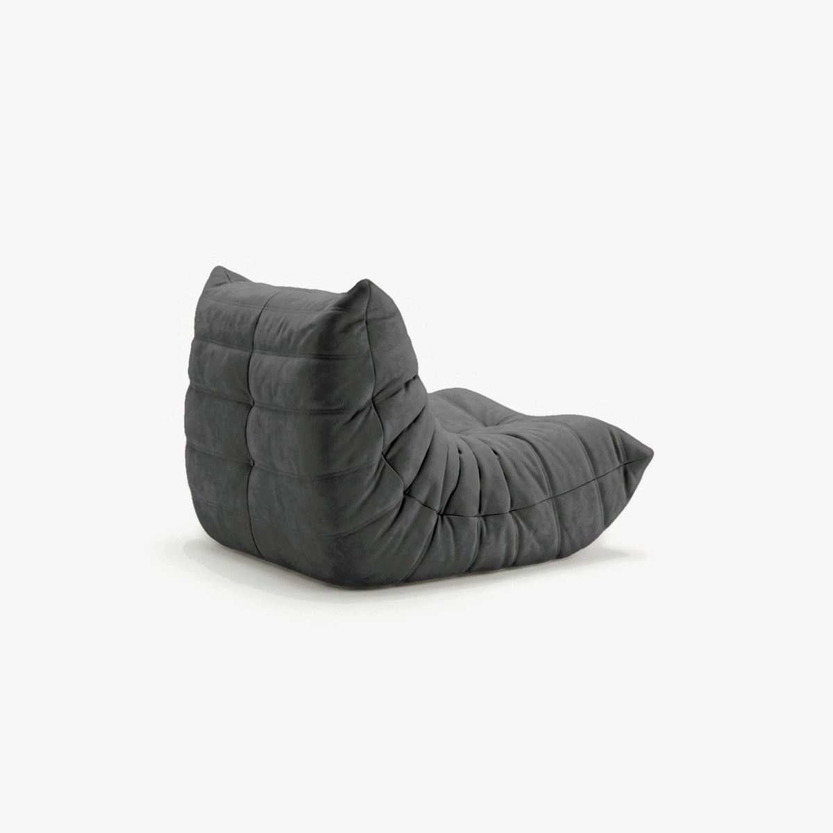 Fauteuil BALTAZAR effet daim Anthracite, vue de trois-quarts arrière