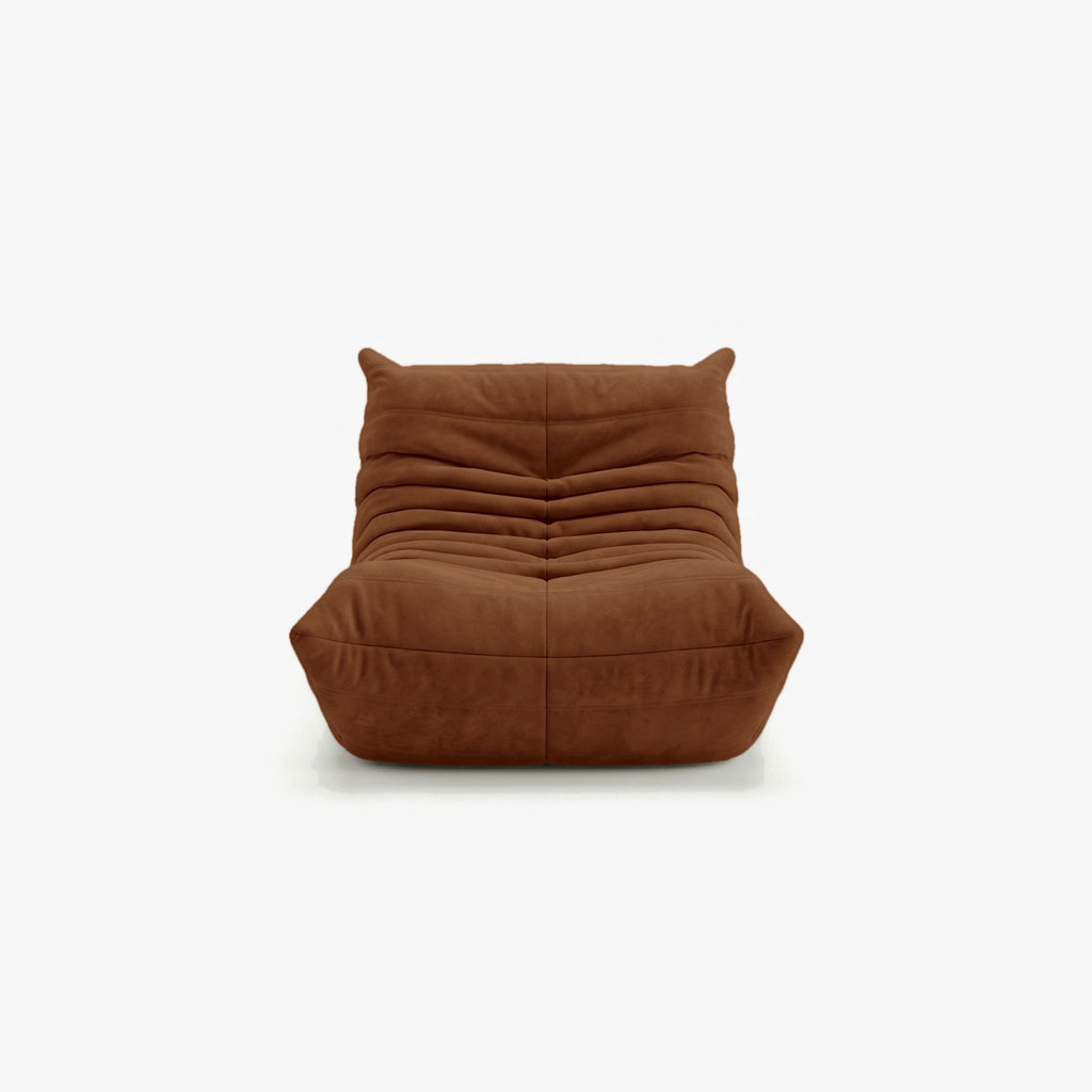 Fauteuil BALTAZAR effet daim Caramel, vue de face