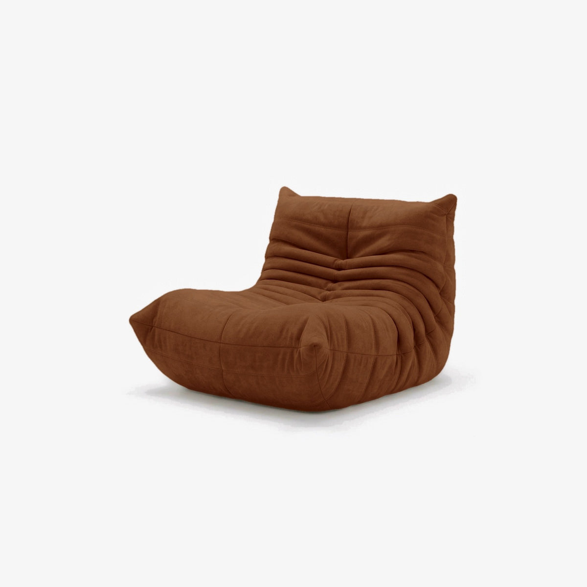 Fauteuil BALTAZAR effet daim Caramel, vue de trois-quarts avant