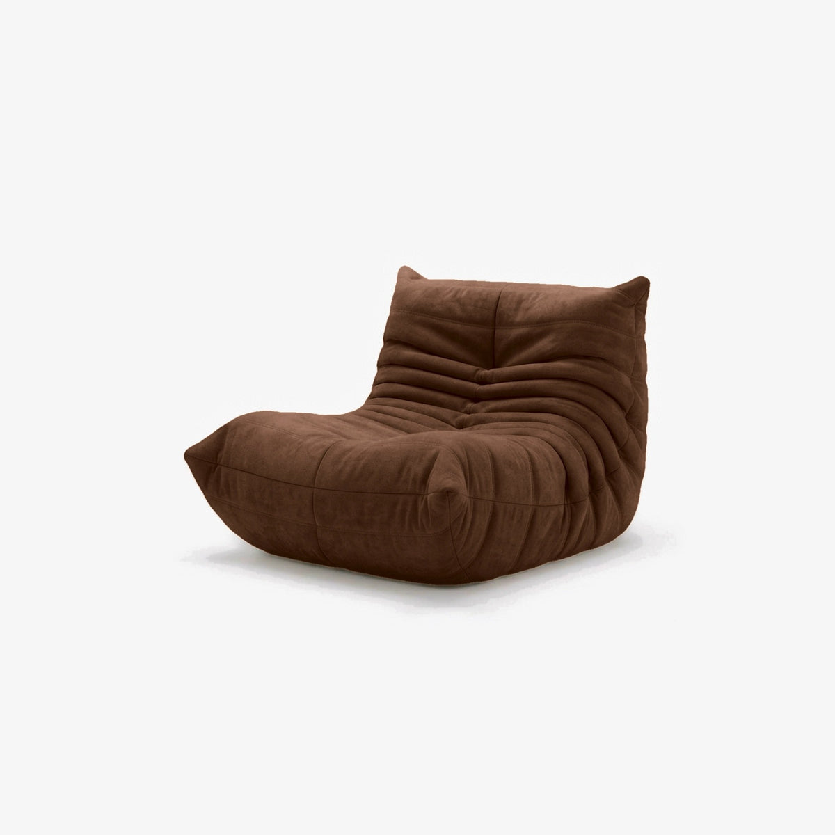 Fauteuil BALTAZAR effet daim Chocolat, vue de trois-quarts avant