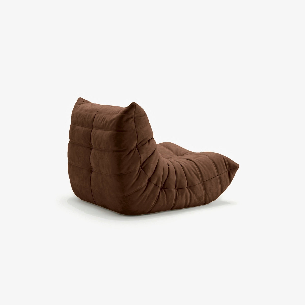Fauteuil BALTAZAR effet daim Chocolat, vue de trois-quarts arrière