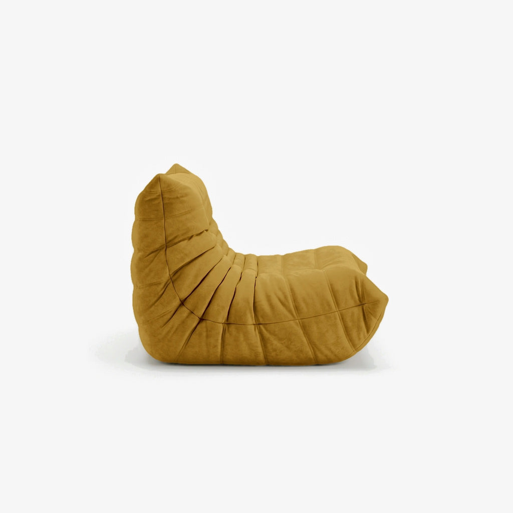Fauteuil BALTAZAR effet daim Curry, vue de profil
