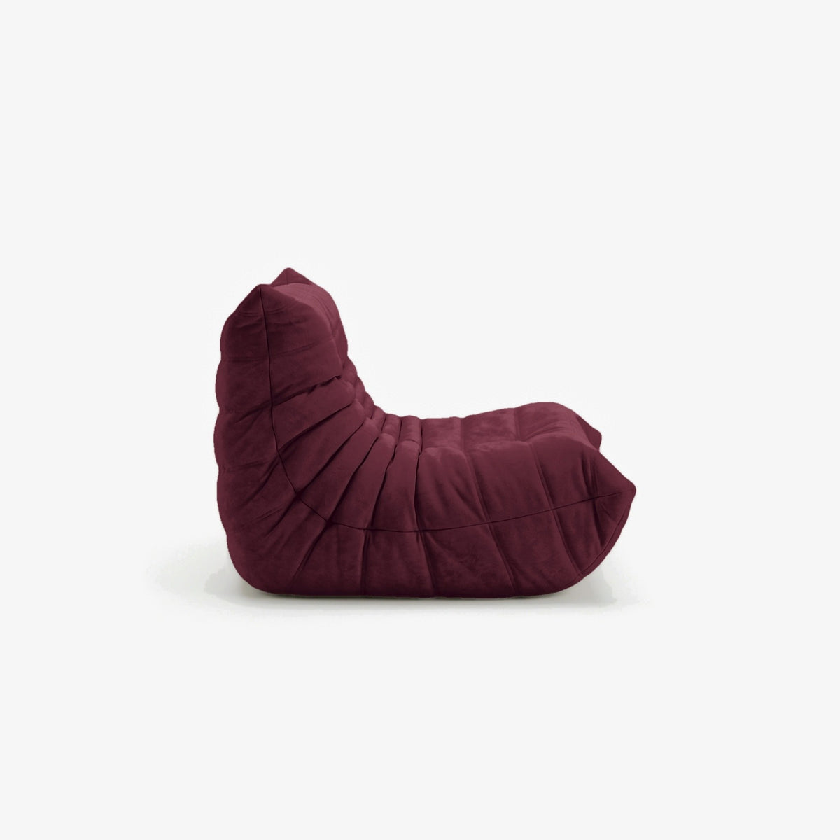 Fauteuil BALTAZAR effet daim Grenat, vue de profil