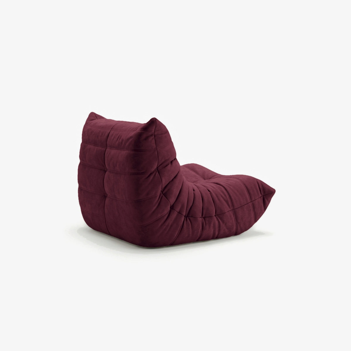 Fauteuil BALTAZAR effet daim Grenat, vue de trois-quarts arrière
