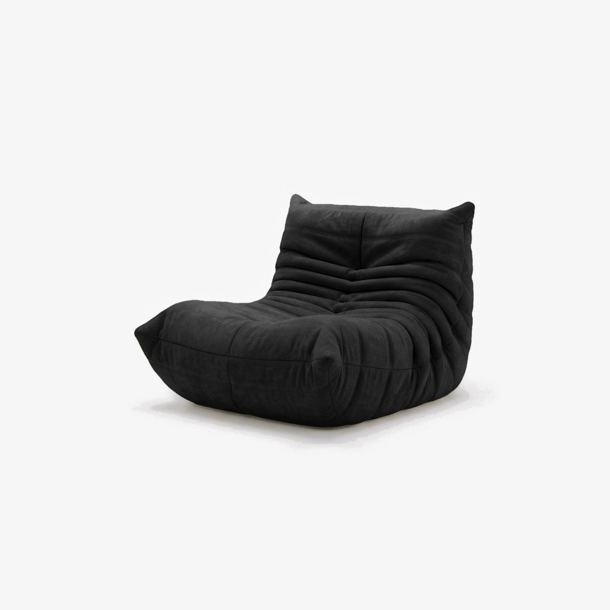 Fauteuil BALTAZAR effet daim Noir, vue de trois-quarts avant