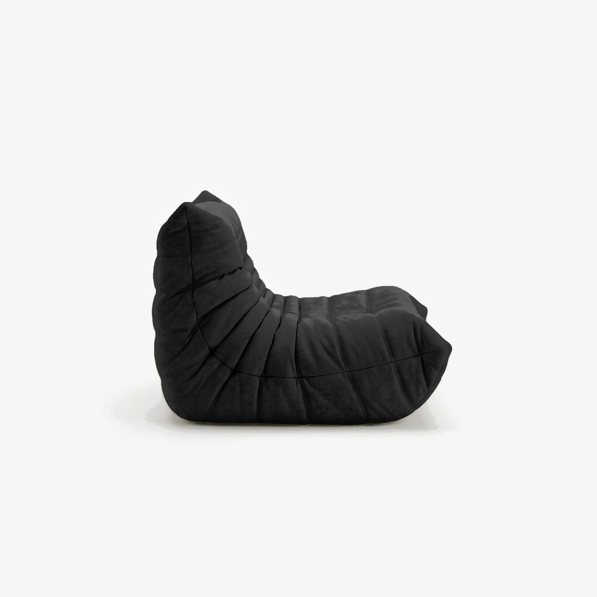 Fauteuil BALTAZAR effet daim Noir, vue de profil
