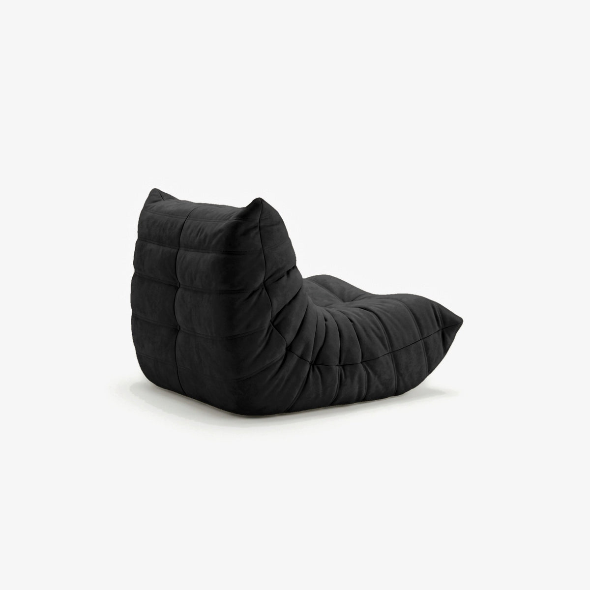 Fauteuil BALTAZAR effet daim Noir, vue de trois-quarts arrière