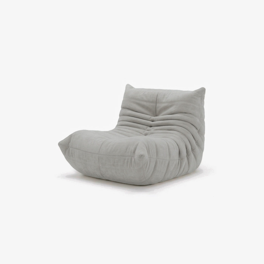 Fauteuil BALTAZAR effet daim Nuage, vue de trois-quarts avant