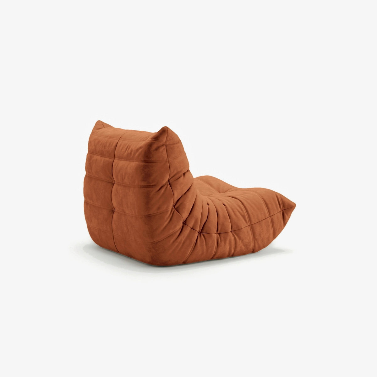 Fauteuil BALTAZAR effet daim Ocre, vue de trois-quarts arrière
