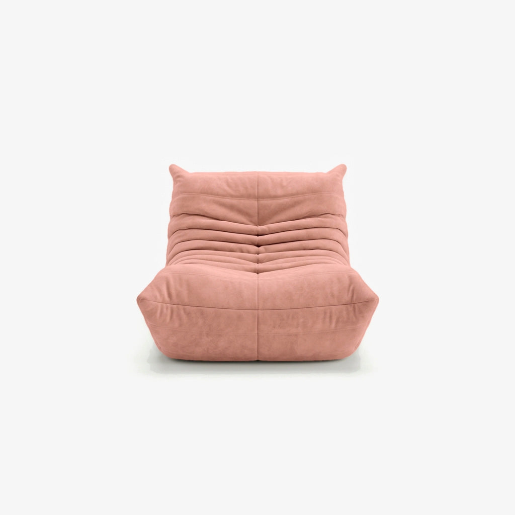 Fauteuil BALTAZAR effet daim Rose, vue de face