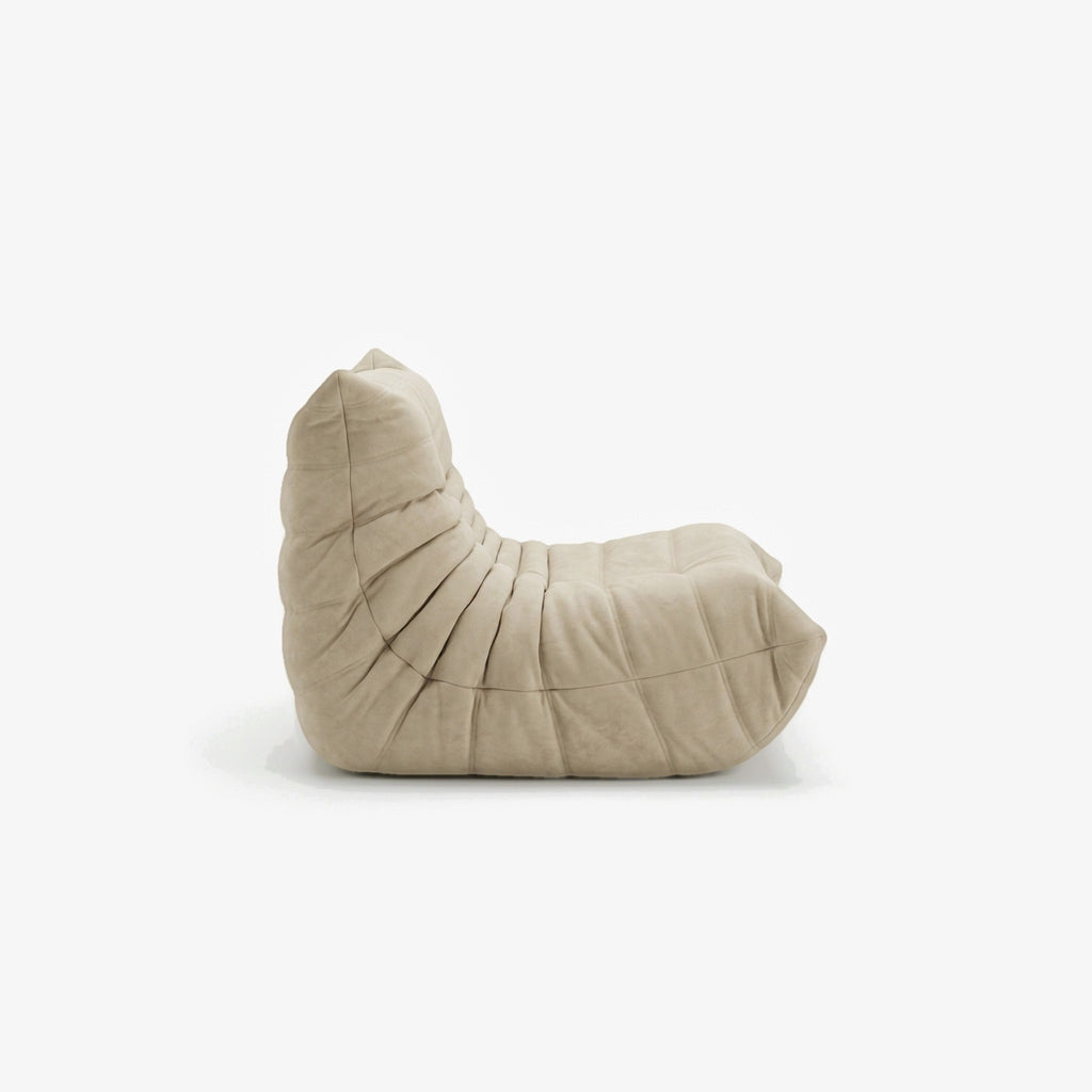 Fauteuil BALTAZAR effet daim Sable, vue de profil