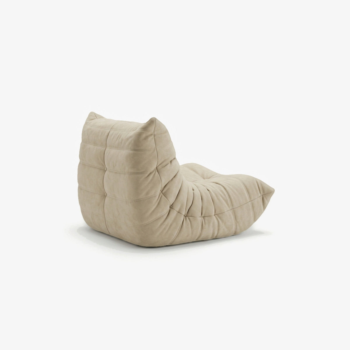 Fauteuil BALTAZAR effet daim Sable, vue de trois-quarts arrière