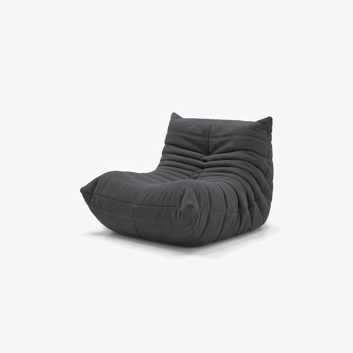 Fauteuil BALTAZAR velours côtelé Anthracite, vue de trois-quarts avant