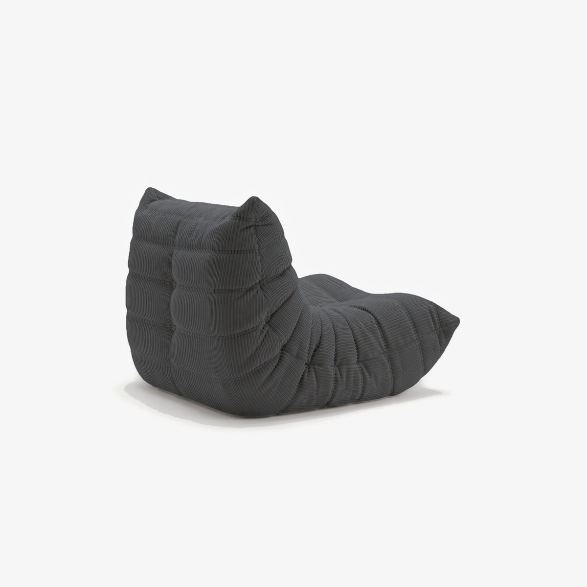 Fauteuil BALTAZAR velours côtelé Anthracite, vue de trois-quarts arrière