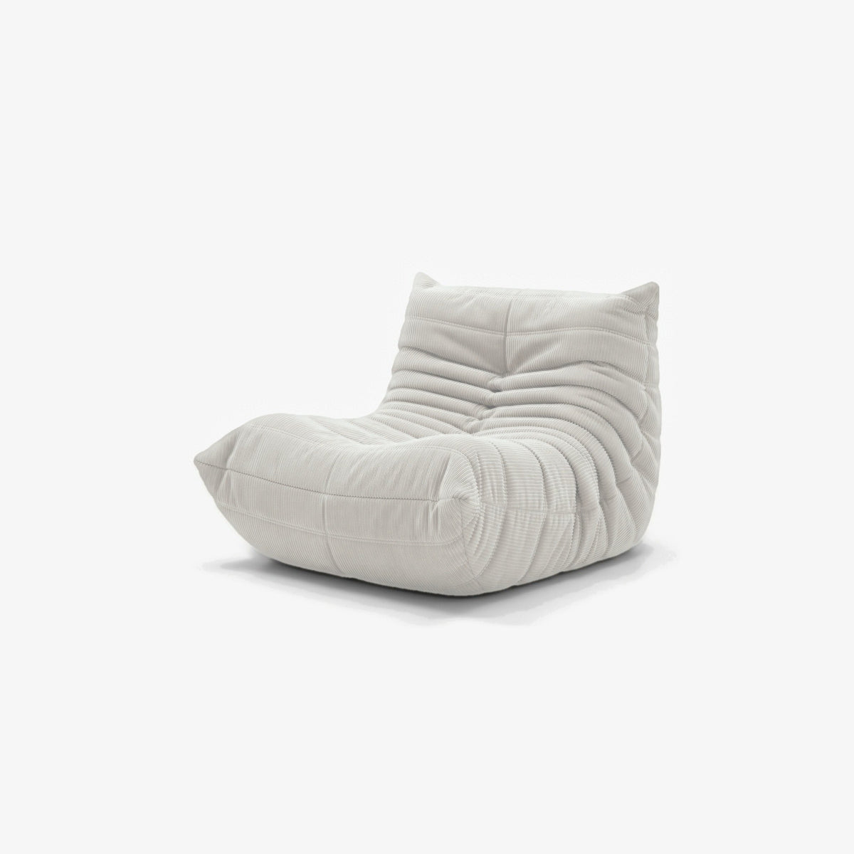 Fauteuil BALTAZAR velours côtelé Blanc, vue de trois-quarts avant