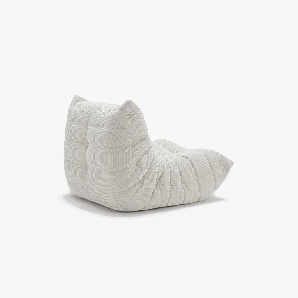Fauteuil BALTAZAR velours côtelé Blanc, vue de trois-quarts arrière