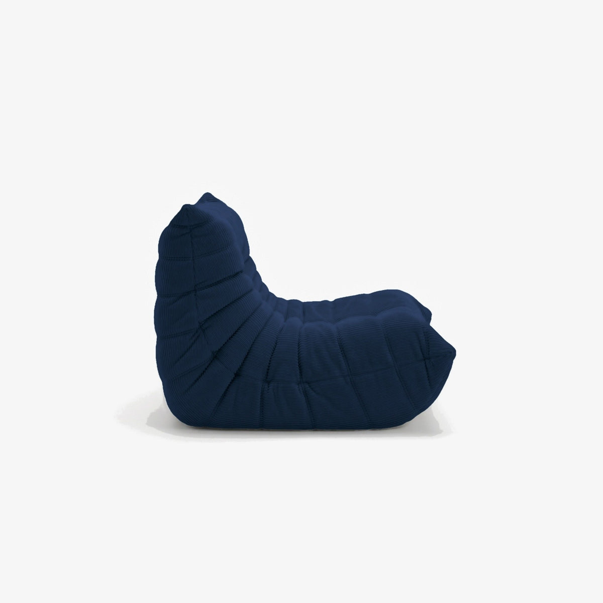 Fauteuil BALTAZAR velours côtelé Bleu nuit, vue de profil