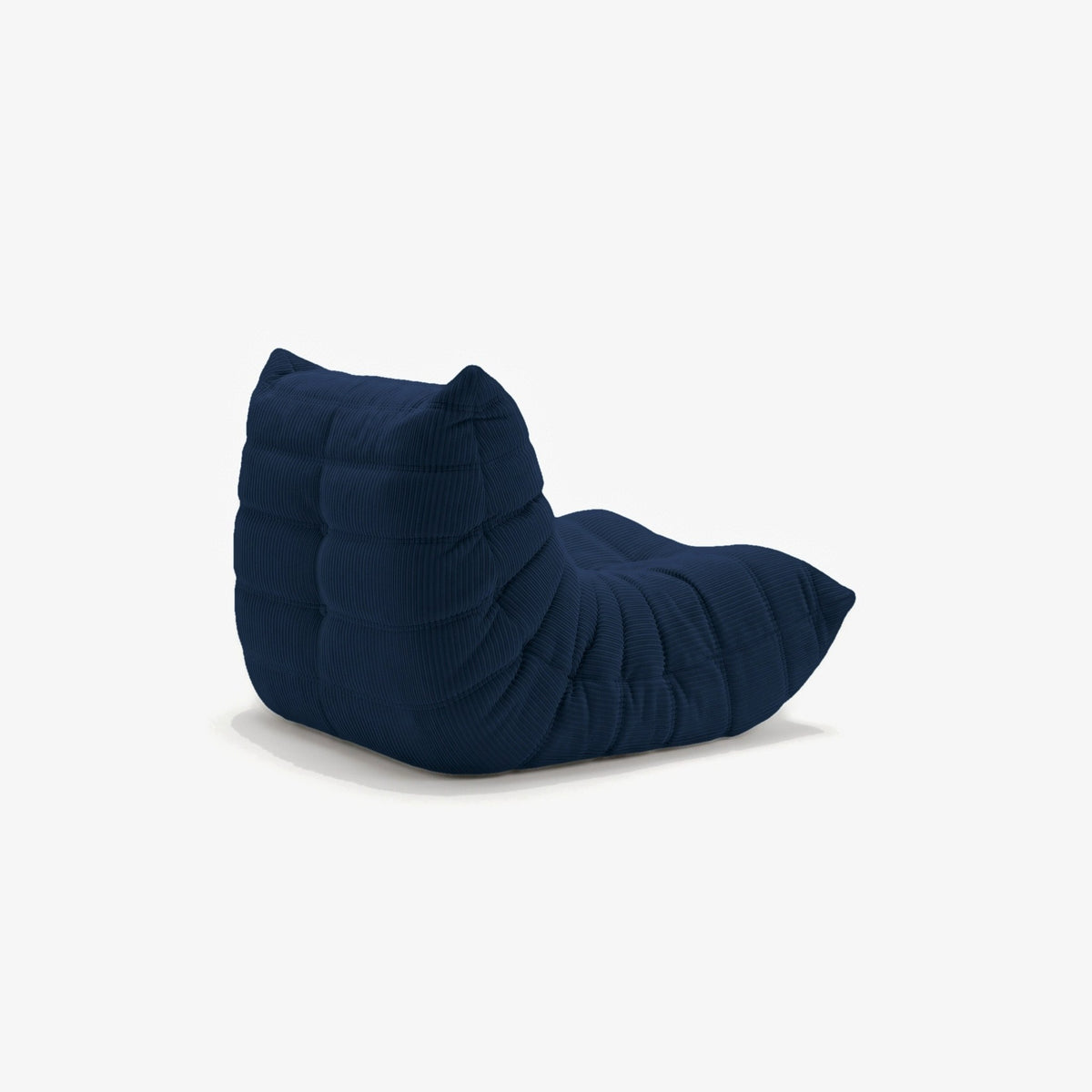 Fauteuil BALTAZAR velours côtelé Bleu nuit, vue de trois-quarts arrière