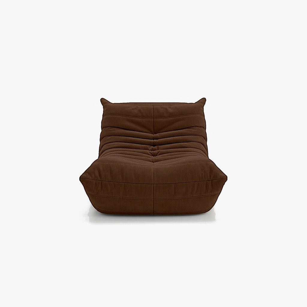 Fauteuil BALTAZAR velours côtelé Chocolat, vue de face