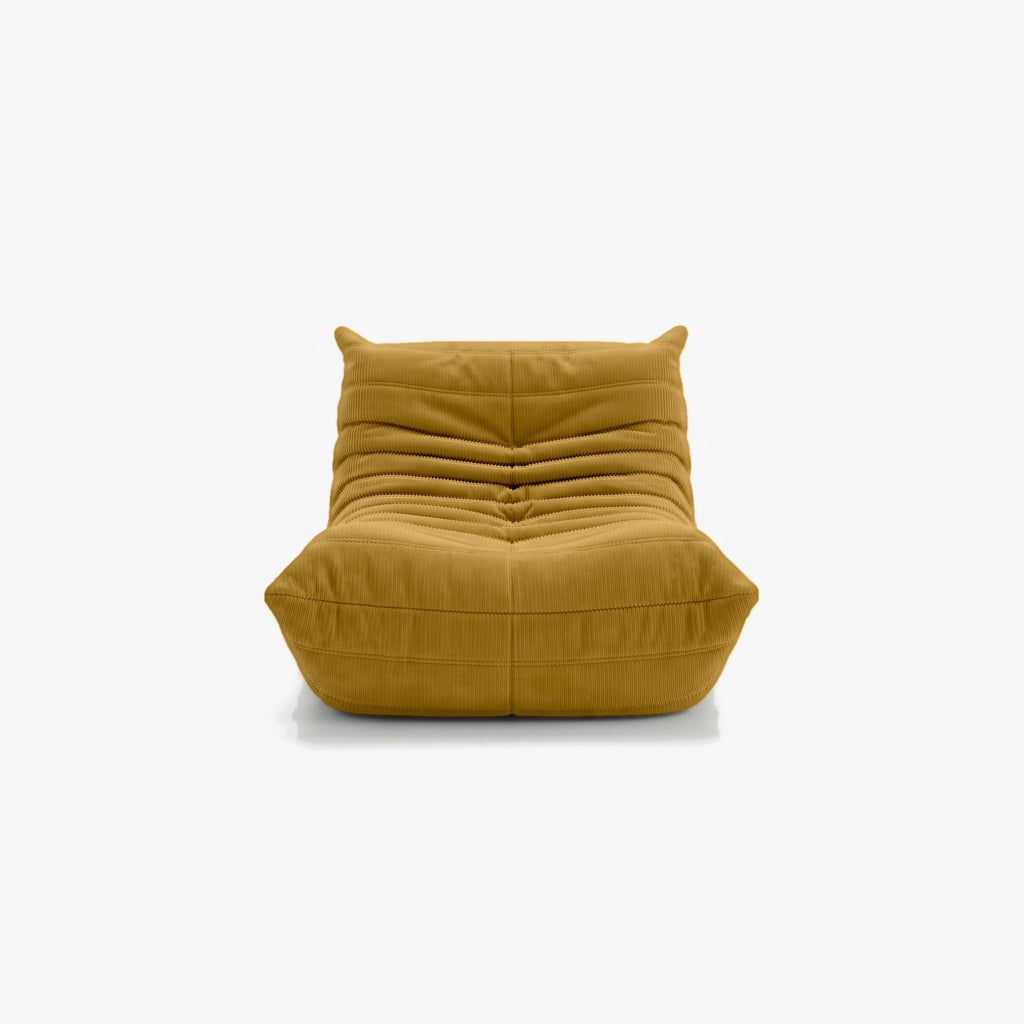 Fauteuil BALTAZAR velours côtelé Curry, vue de face