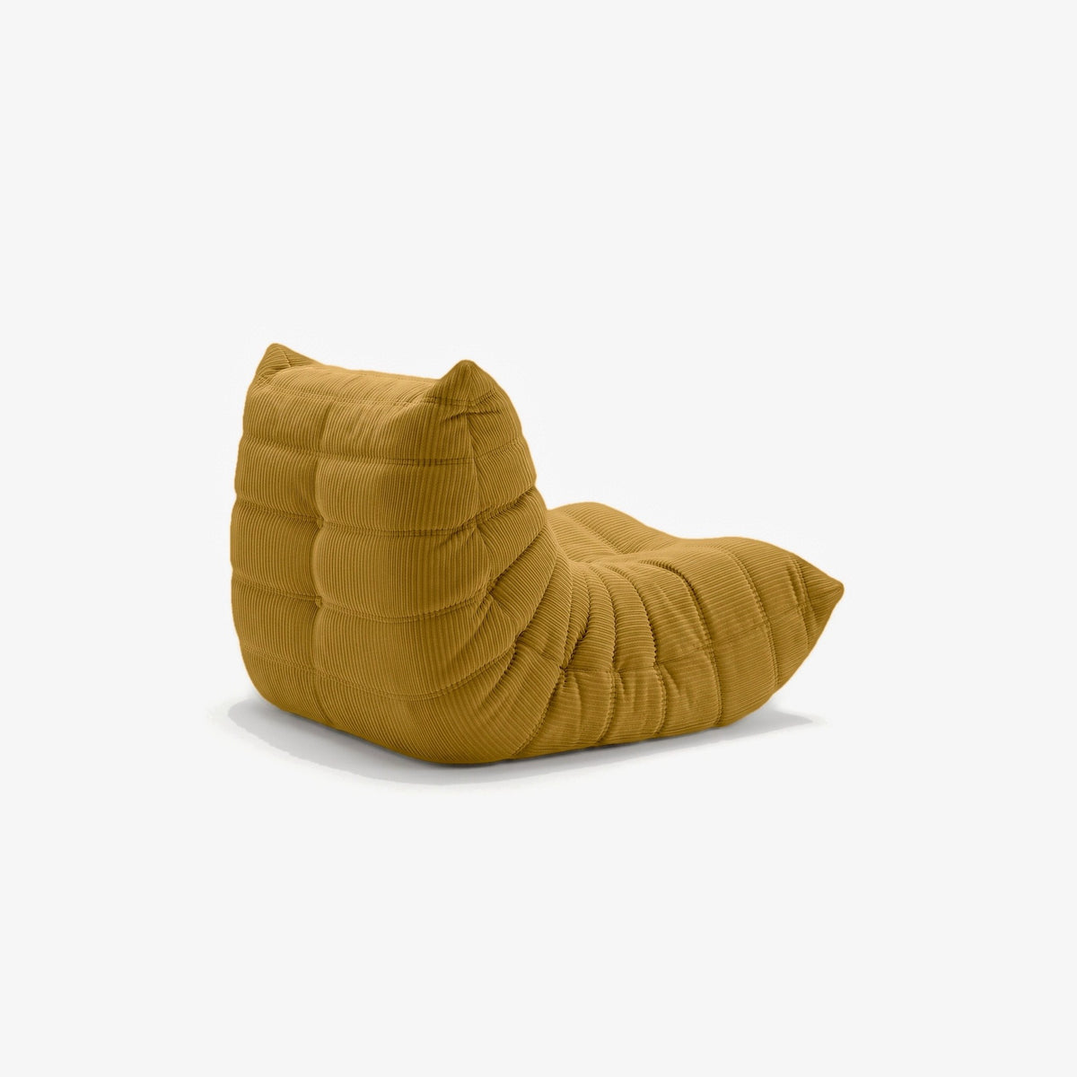 Fauteuil BALTAZAR velours côtelé Curry, vue de trois-quarts arrière