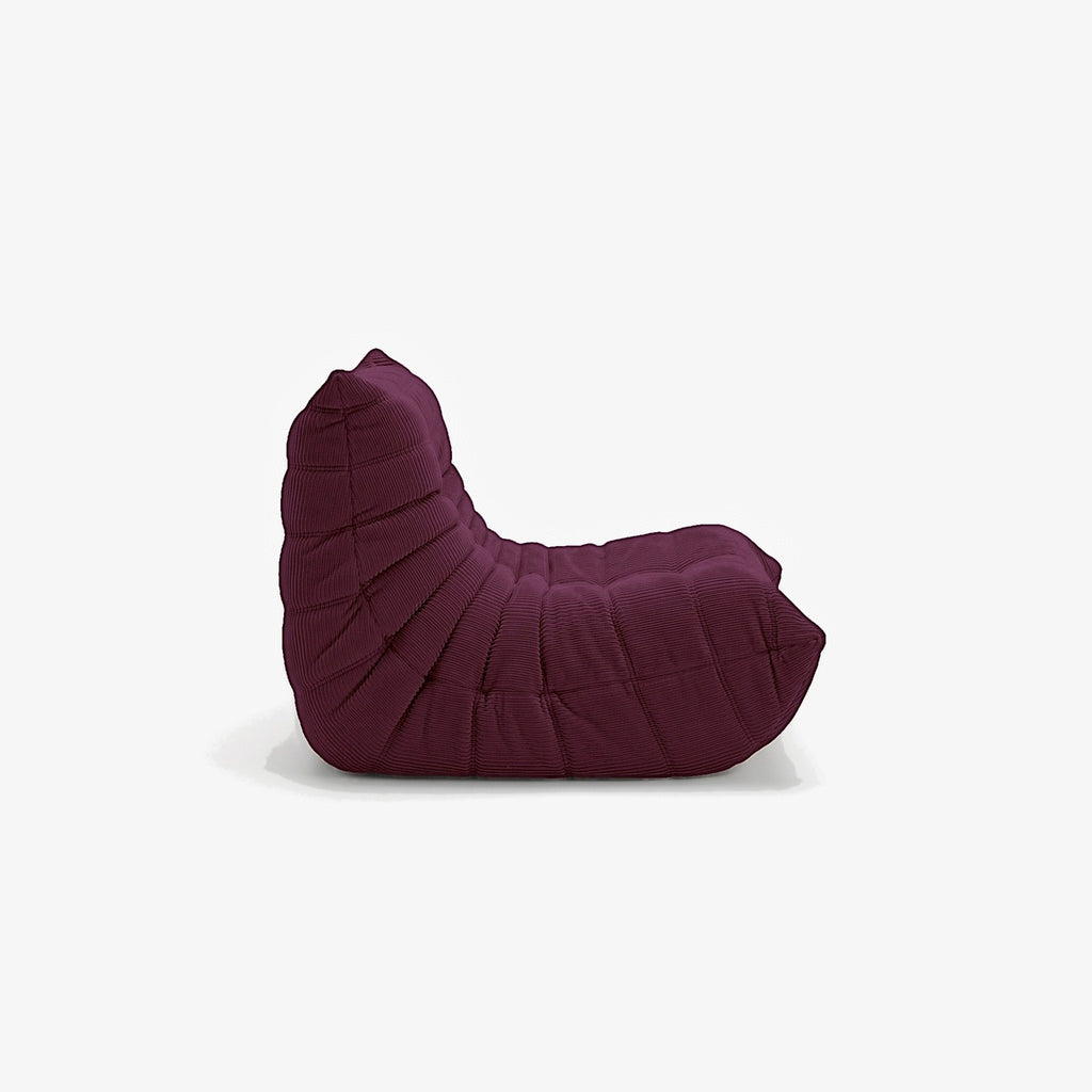 Fauteuil BALTAZAR velours côtelé Grenat, vue de profil