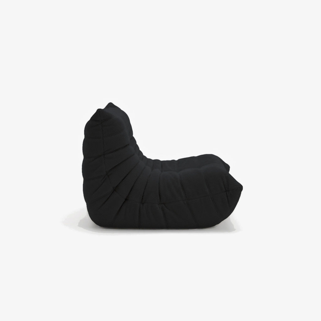 Fauteuil BALTAZAR velours côtelé Noir, vue de profil