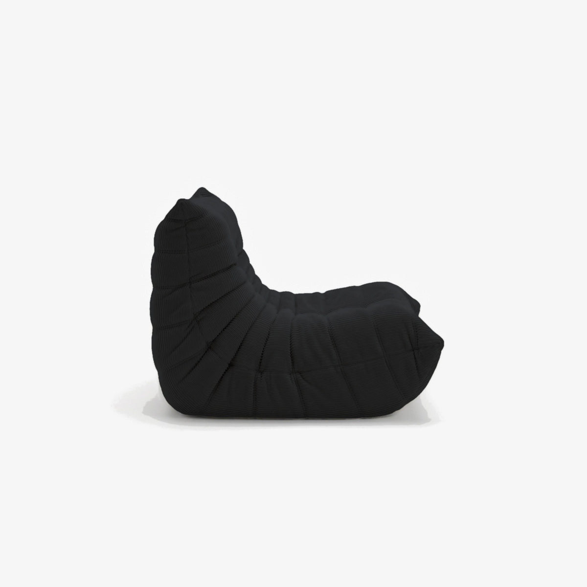Fauteuil BALTAZAR velours côtelé Noir, vue de profil