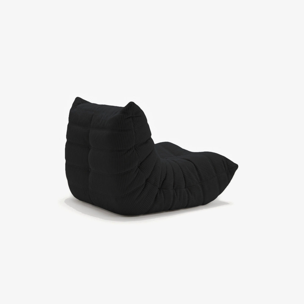 Fauteuil BALTAZAR velours côtelé Noir, vue de trois-quarts arrière