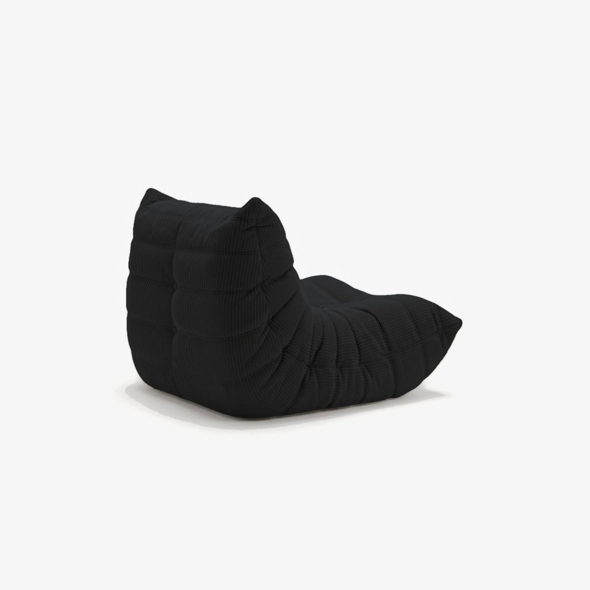 Fauteuil BALTAZAR velours côtelé Noir, vue de trois-quarts arrière