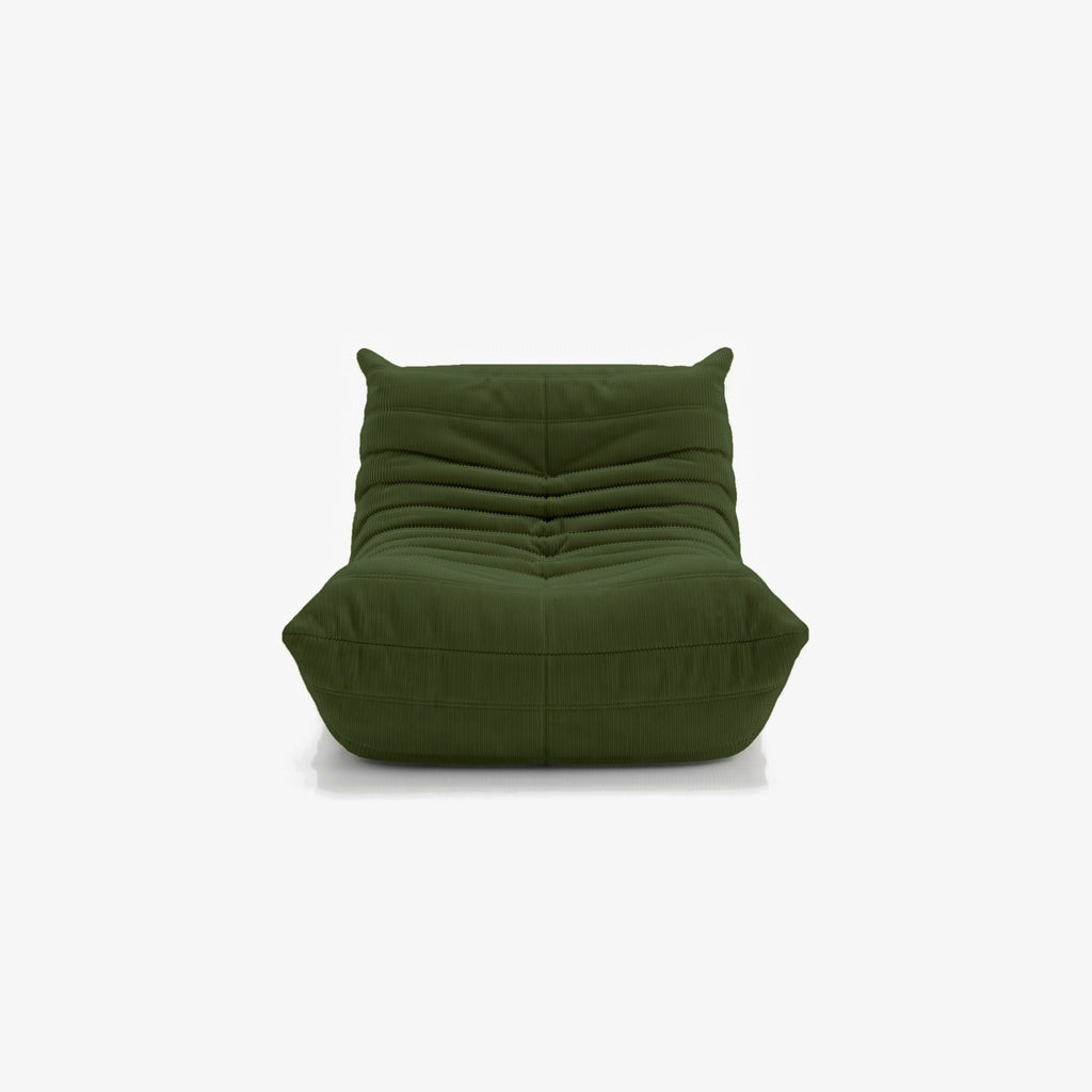 Fauteuil BALTAZAR velours côtelé Olive, vue de face