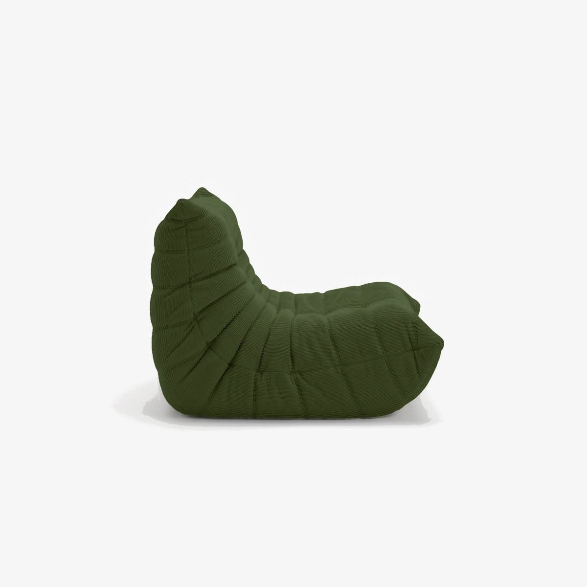 Fauteuil BALTAZAR velours côtelé Olive, vue de profil