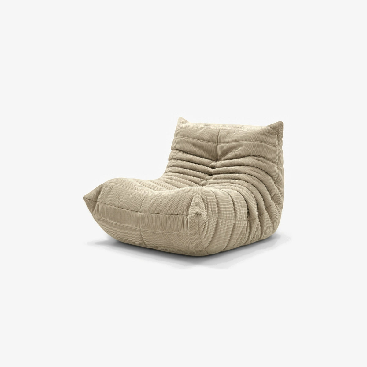 Fauteuil BALTAZAR velours côtelé Sable, vue de trois-quarts avant