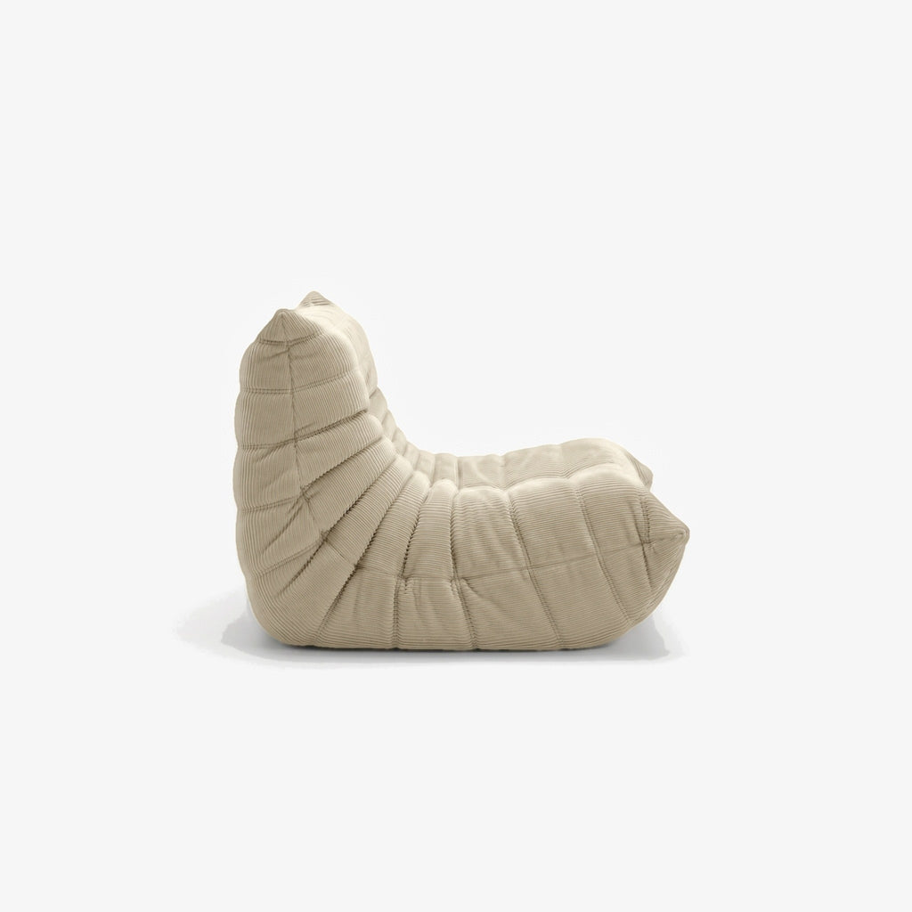 Fauteuil BALTAZAR velours côtelé Sable, vue de profil