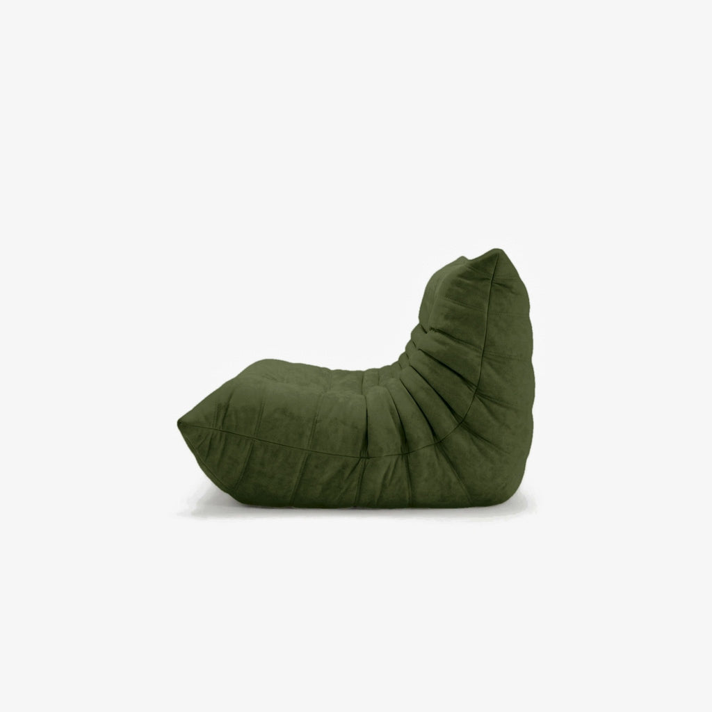 Canapé DIANA effet daim Olive, vue de profil