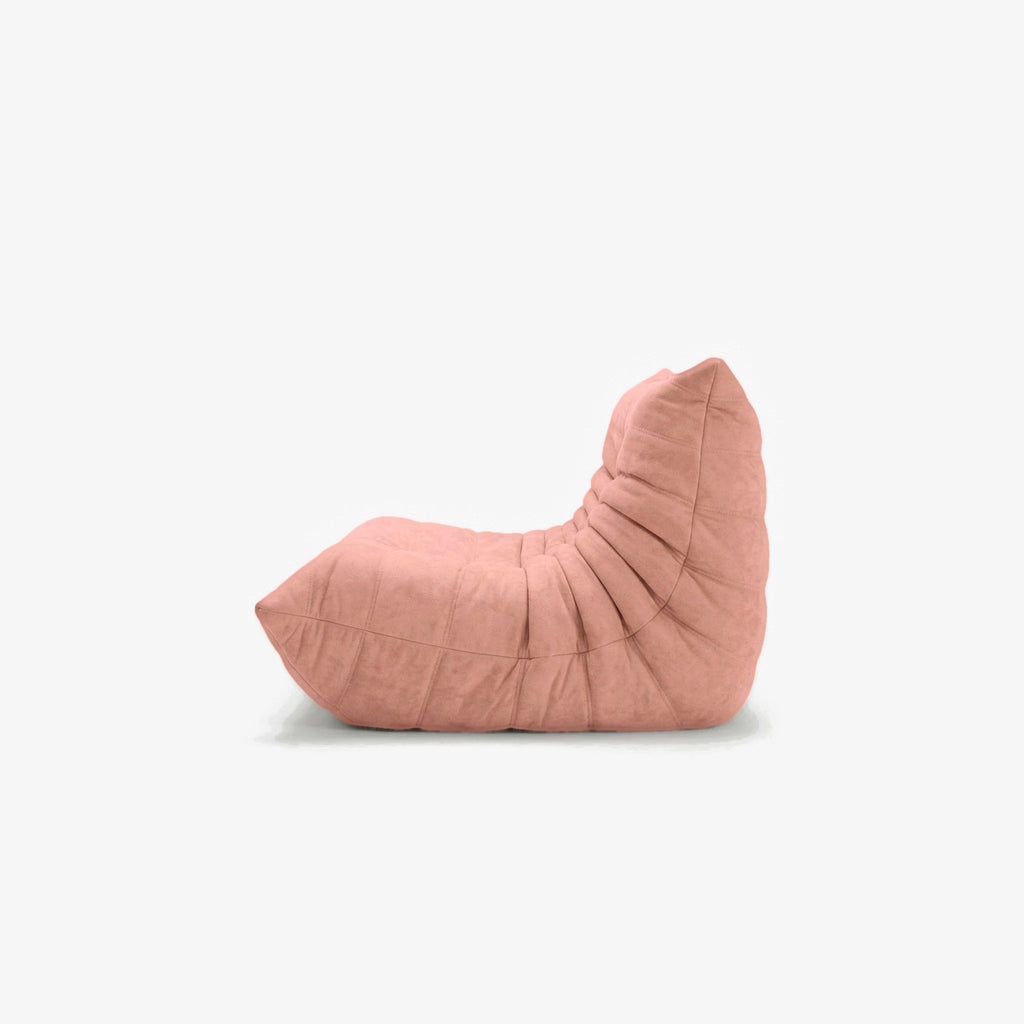 Canapé DIANA effet daim Rose, vue de profil