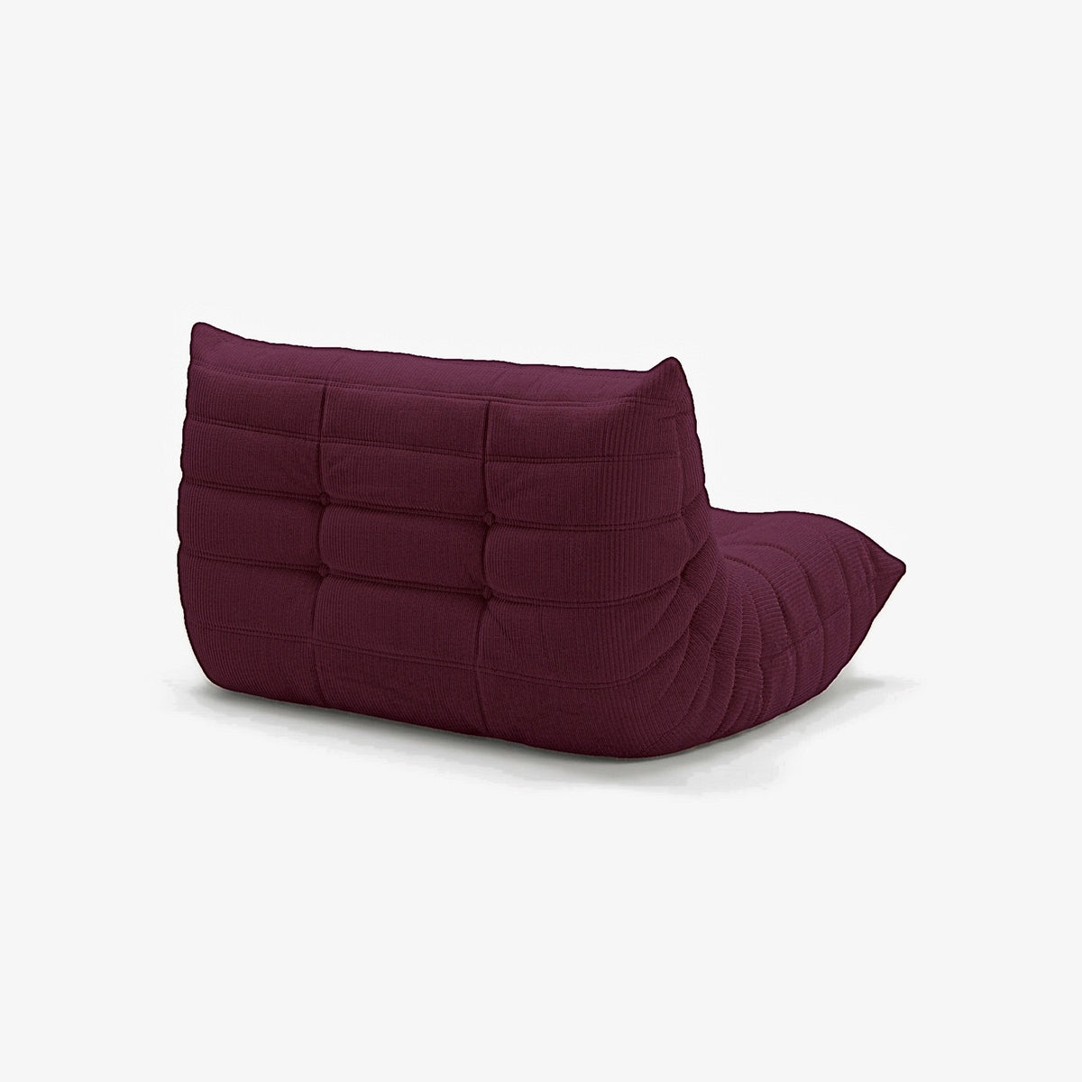 Canapé DIANA velours côtelé Grenat, vue de trois-quarts arrière