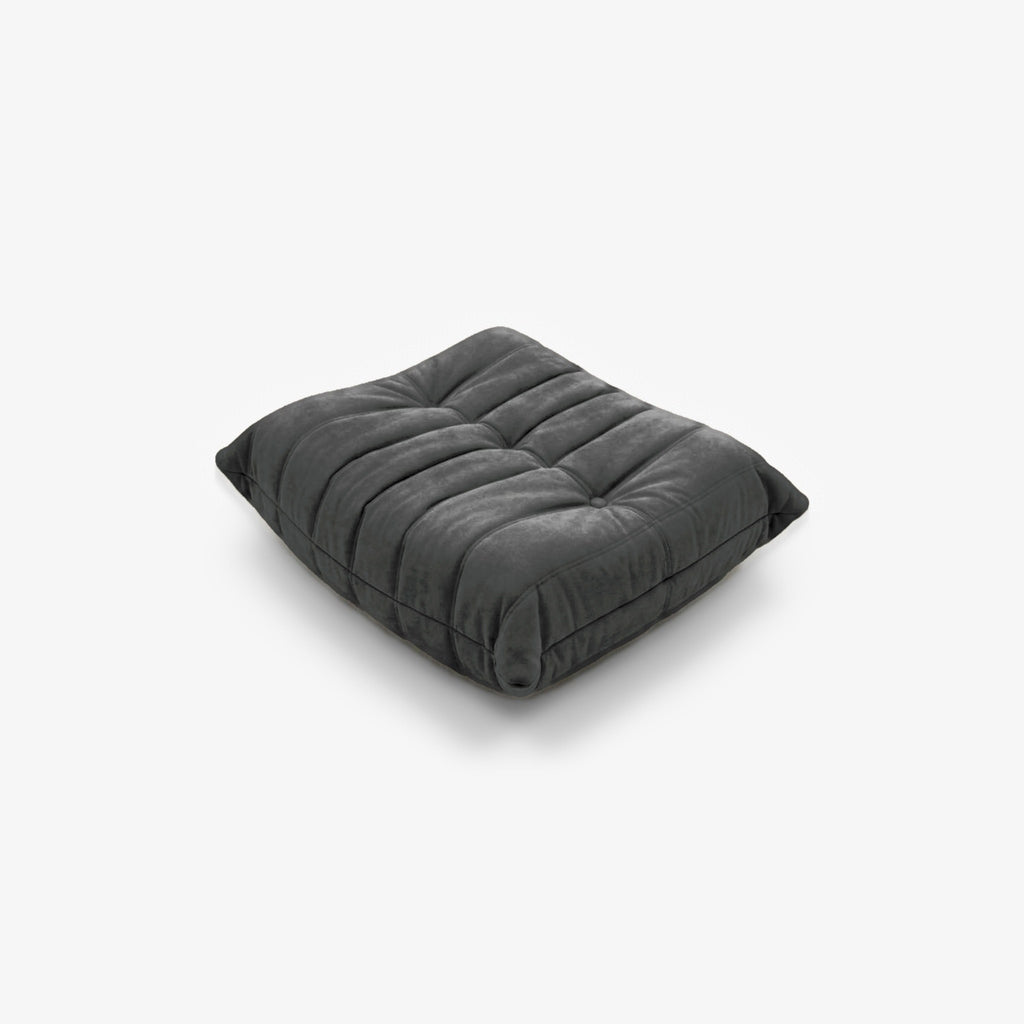 Repose-pieds ROMY effet daim Anthracite, vue de trois-quarts