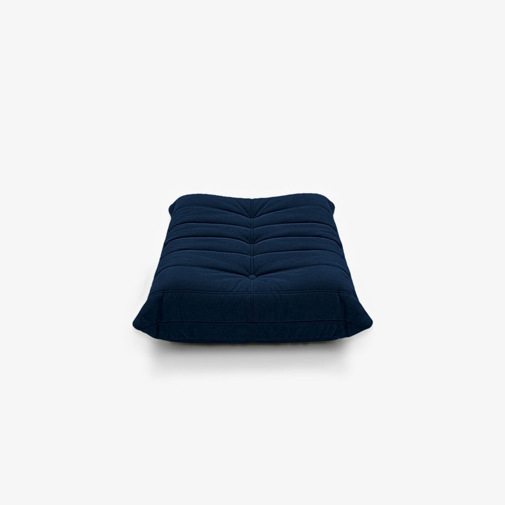 Repose-pieds ROMY effet daim Bleu nuit, vue de face