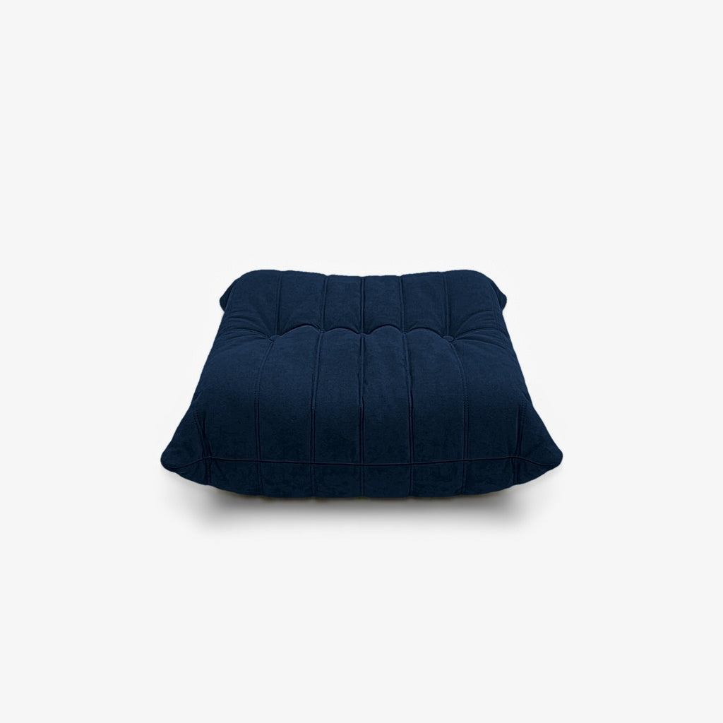 Repose-pieds ROMY effet daim Bleu nuit, vue de profil