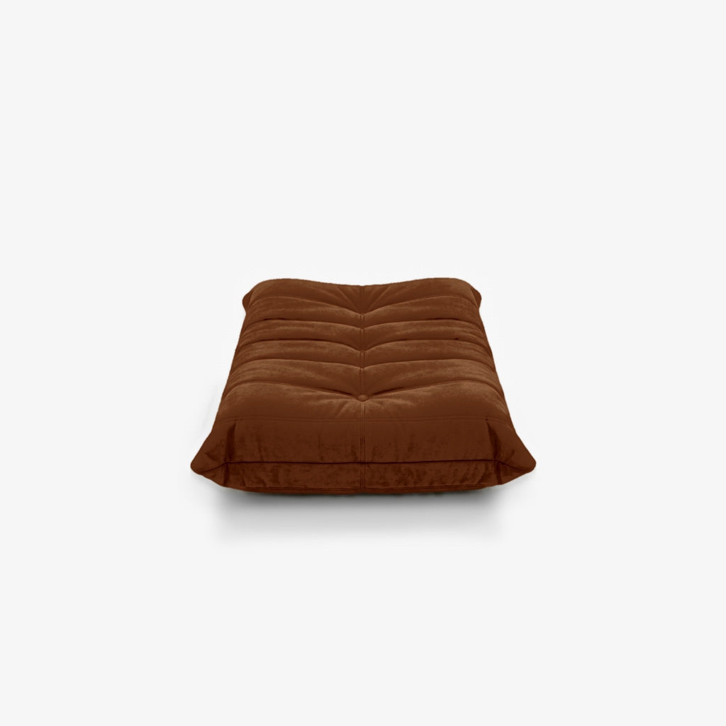 Repose-pieds ROMY effet daim Caramel, vue de face
